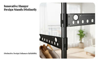Drilldrill-less Installation Floor-to-Ceiling Tension Pole Rack No Tools Required Tension Pole Clothes Tree Space-Saving Garment Stand Adjustable Height for Renters, Apartment Dwellers, Students, Balcony, Bedroom, Laundry Room
