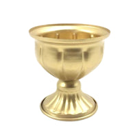 Gold-Toned Metal Vase with Pedestal Base Lustrous Decorative Centerpiece Vase Elegant Floral Display Container Vintage for Table Decoration