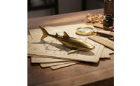 Antique-Style Brass Shark Sculpted Shark Figurine Streamlined Ornament Solid for Collectors