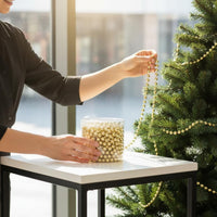 Christmas Tree Bead String Festive Decor Christmas Bead Garland Sparkling Finish Faux Pearl Chain Garland for Window Display