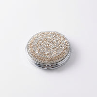 Compact Folding Mirror Double Sided for Handbag, Portable Travel Makeup for Women and Girls, Square Pocket with Rhinestone