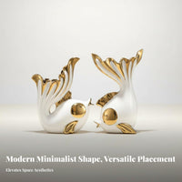 2 Pieces Ideal Housewarming Gift 3 Piece Wealth Aquatic Creature Sculpture Abstract Aquatic Creature Statue Set for New Homeowners