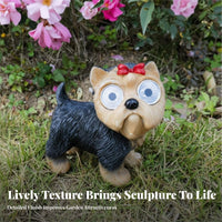 Sun-Powered Pup Statue Waterproof Cartoon Dog Solar Light Weatherproof Puppy Outdoor Light for Yard, Patio, Pathway
