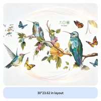 Hummingbirds Wall Decal Colorful Design Home Decoration Removable Vivid Print for Toddlers, Parents, Playroom, Entryway