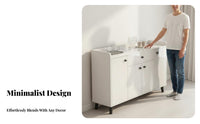 Coffee Bar Cabinet with Dining Room Buffet Household Furniture Kitchen Storage Console and Enclosed Compartments Featuring Sleek Modern Design Suitable for Entryway Living Room Home Organization