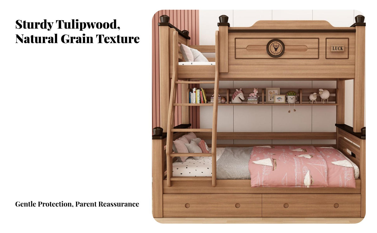 Solid Wood Bunk Bed Guard Rails children's Bunk Bed High Guardrail Bedroom Furniture for Families, Parents, Small Areas, Apartment, Guest Room