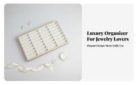 Jewelry Display Tray Gold-Tone Trim PU Leather Storage Tray PU Leather Jewelry Holder Elegant Design Long-Lasting Construction