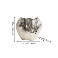 Bud Vase Silver Ribbed Vase Decorative Ribbed for Tabletop, Living Room, Entryway
