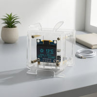 Temperature and Humidity Display WiSoC Weather Clock Kit Automatic Time Sync WiFi Digital Weather Clock OLED Screen Electronic Gadget Miniature Design for Desktop
