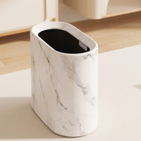 Slim Trash Can Oval Slim Trash Bin Bathroom Wastebasket Modern for Kitchen, Living Room