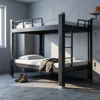 Iron Bunk Bed Double-Layer Metal Bunk Bed Space-Saving Furniture for Students, Roommates, Student Apartments, Worker Housing, Shared Bedrooms