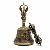 Tibetan Bell with Vajra Antique-Styled Bell with Vajra Handle Traditional for Practitioners, Collectors