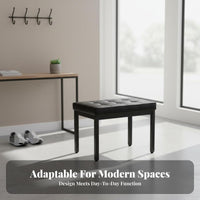Minimalist Design Tufted Metal-Leg Bench Modern Design Tufted Upholstered Bench Sturdy Frame Long Stool Comfortable Padding for Beauty Professionals, Interior Designers, Changing Room, Nail Salon, Entryway, Bedroom