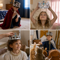 Halloween Kids' King and Princess Crown Props for Stage Performances and Awards