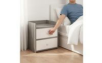 Rounded Corners Modern Bedside Cabinet Large Capacity Small Nightstand with Drawer Bedside Storage Shelf for Dorm Room