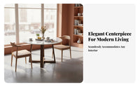 5 Pieces Rock Slab Tabletop Round Pedestal Dining Set Solid Wood Frame Household Furniture Light Luxury Aesthetic Kitchen Table Long-Lasting Construction for Business Owners, Homeowners, Apartment Dwellers, Coffee Shop, Office Reception, Home