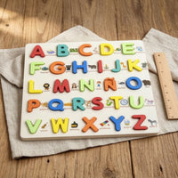 Spanish Wooden Puzzle with 3D Letters Smooth Alphabet Puzzle Board Early Learning Letters Game Hands-on Learning for Classroom