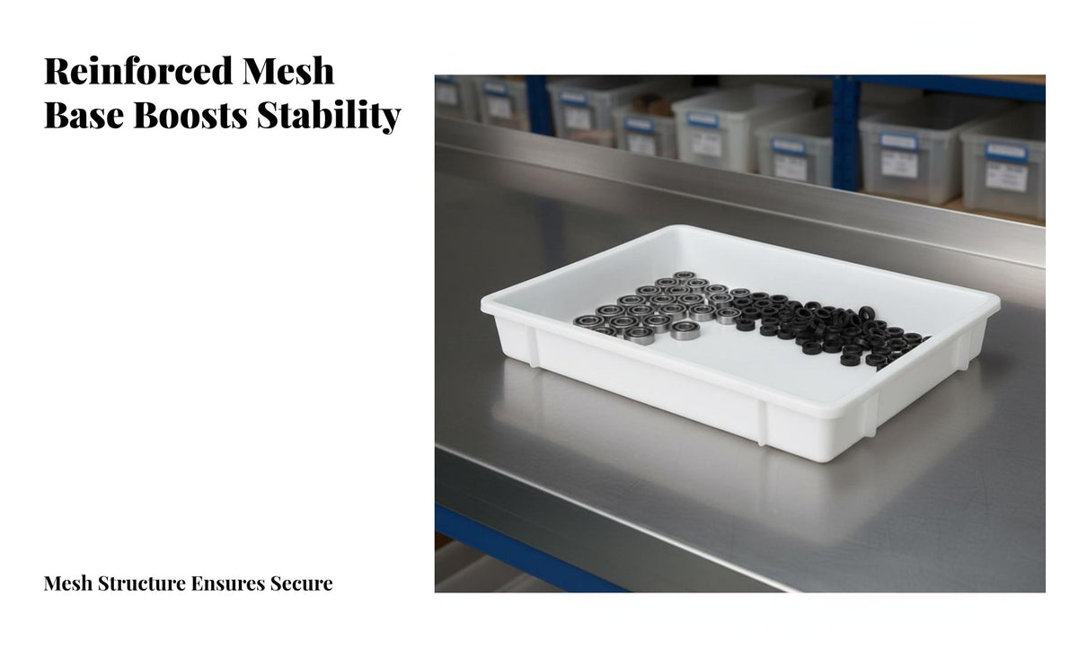Sturdy Duty Plastic Tray Thickened Design Rectangular Parts Bin Shallow Stackable Container Long-Lasting Turnover Box