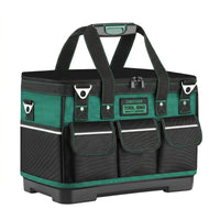 Multiple Pockets Tool Bag Zippered Front Pocket Heavy Duty Tool Bag Shoulder Strap Utility Storage Contrast Trim