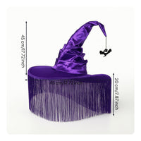 Halloween Witch Hat with Fringe Pointed Witch Hat Spooky Headwear Festive for Costume Parties