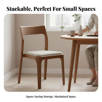 Nordic Design Upholstered Wooden Side Chair Space-Saving Stackable Wooden Frame Chair Fully Assembled Dining Seat Ergonomic Backrest for Restaurant Owners, Hoteliers, Homeowners, Hotel, Cafe, Kitchen, Living Room