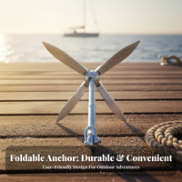 4-Prong Boat Anchor Foldable Design Folding Grapnel Anchor Boating Equipment Space Saving Watercraft Accessory Rust Resistant