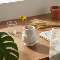 White Vase Minimalist Ceramic Look Vase for Living Room, Desktop