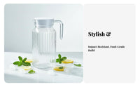 Octagonal Jug Food-Grade PC Striped Cold Water Pitcher Shatter-Resistant Pitcher with Lid for Hotels, Restaurants, Hotel, Home, Party
