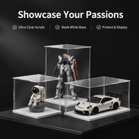 Acrylic Display Case for Models, Clear Dustproof Protection Showcase, White Base Collectible Display Cabinet