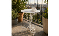 Round Metal Plant Stand Scrollwork Base Ornate Plant Table Secure 3-Legged Design Household Decor for Patio
