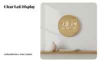 12/24 Hour Format LED Wood Clock Multi-Function Display Wooden Digital Clock Backlight Nightlight for Homeowners, Students, Bedroom, Kitchen