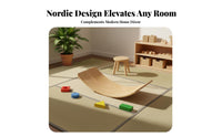 Sensory Training Wooden Balance Board Multifunctional Curved Mindful Stretching Board Unrestricted-Ended Play Natural Wood Balance Toy Versatile Use for Toddlers, Adults, Playroom