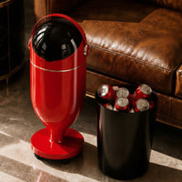 Tall Trash Can with Inner Inner Container Dome Top Floor Trash Can Cylindrical Garbage Bin with Removable Inner Inner Container Glossy for Kitchen, Living Room