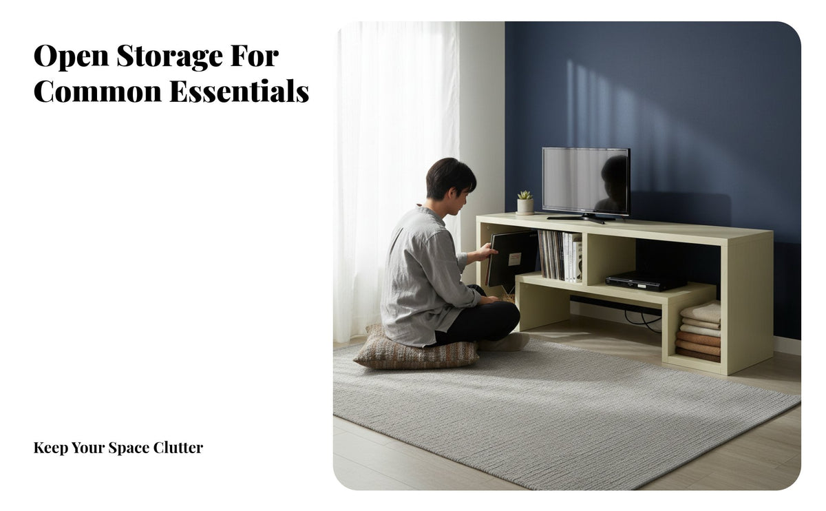 Space Saving Small TV Stand Easy to Assemble Simple TV Cabinet Sturdy Construction Television Cabinet Versatile Use for Apartment Dwellers, Homeowners, DIY Beginners, Bedroom, Entryway