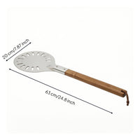 Perforated Pizza Peel with Wooden Handle Anodized Pizza Tuner Transfer with Long Handle Lightweight for Home Cooks, Outdoor Cooking