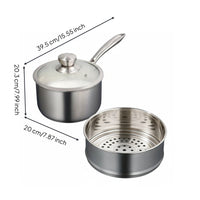 Small Milk Pan Coating Baby Meals Cooking Pot Dishwasher Stainless Steel Saucepan with Steamer for Students, Dorm Room