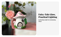 Resin Mushroom House Light Battery Operated Whimsical Decor for Shelf