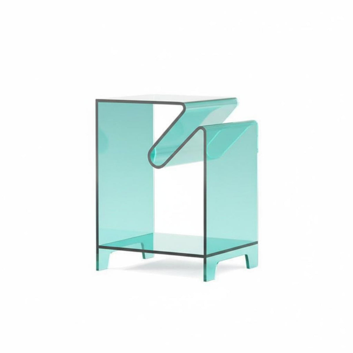 Nordic & design Sofa Accent Table Light Luxury Wavy Side Table Transparent Nightstand Artistic Design for Apartment Dwellers, Interior Designers, Living Room, Bedroom, Home Office, Entryway