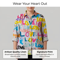 Womens Shirt Oversized Floral Digital Print with Button-Up Neckline, Ladies and Blouses for Casual Wear, Beach for Long Sleeve