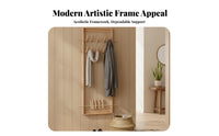 Solid Wood Framed Peg Rack Space-Saving Wall-Mounted Coat Easy Installation Entryway Organizer Minimalist Design for Homeowners, Families, Renters, Hallway, Mudroom, Living Room, Bathroom