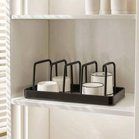 Metal Plate Rack with Dividers Rectangular Plate Rack with Slots Slimline Cabinet Dish Organizer Compact for Countertop, Pantry