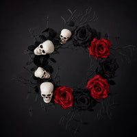 Halloween Door Wreath Dark Red Wreath with Skulls Gothic for Wall