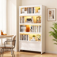 Storage Cabinet Floor-Standing Display Cabinet with Glass Doors Tall Bookcase with Doors for Living Room, Study, Home Office