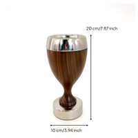 Wood Vase with Metal Base Modern Sculptural Vase Tapered for Reception Counter