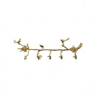Bird Wall Hook goldenToned Branch Coat Hook Rack Multi Purpose Home Storage