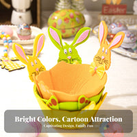 Cute Cartoon Design Felt Bunny Basket Collapsible Easter Bunny Candy Basket Foldable Kids Easter Tote Lightweight for Children