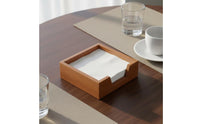 Warm Brown Desktop Tissue Dispenser Rounded Edges Wood Tissue Holder Accessible Slot Wooden Napkin Holder