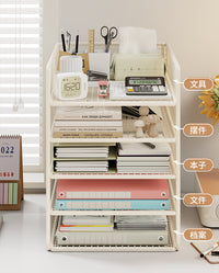 Desk File Organizer Rack, 6-tier Document Storage Shelf for Office Supplies