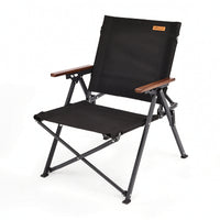 Outdoor Chair with Wooden Armrests Portable Folding Chair Foldable for Campers, Anglers, Camping, Picnics, Fishing