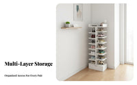 Space-Saving Multi-Tier Shoe Shelf Large Capacity Vertical Shoe Rack Easy to Assemble Home Furniture Sturdy for Apartment Dwellers, Families, Students, Entryway, Small Areas, Hallway, Bedroom